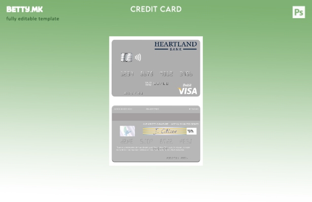 Модерен стил Шаблон за виза за дебитна картичка на Новозеландската банка Хартлен